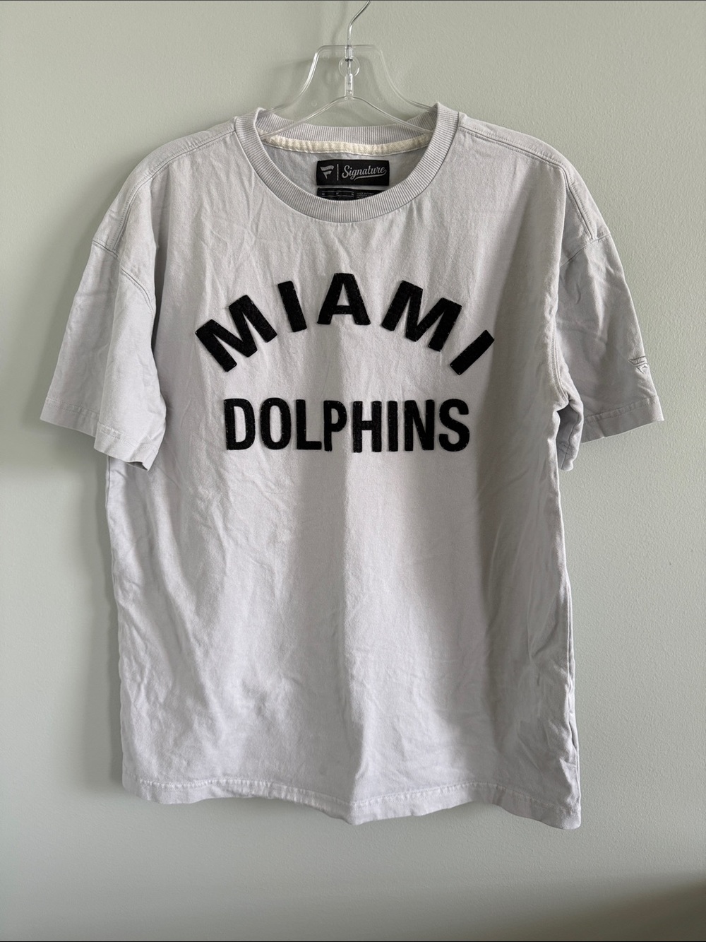 Signature Light Gray Short Sleeve Tee with Black 'MIAMI DOLPHINS' Appliqué